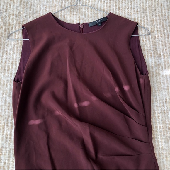 Gucci Burgundy Ruched Side Slim Fitting Short Dress 36 - Picture 6 of 15